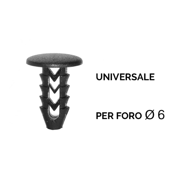 Bottone fissaggio rivestimenti interni Lancia, Iveco, Fiat e Alfa Romeo per foro da 6